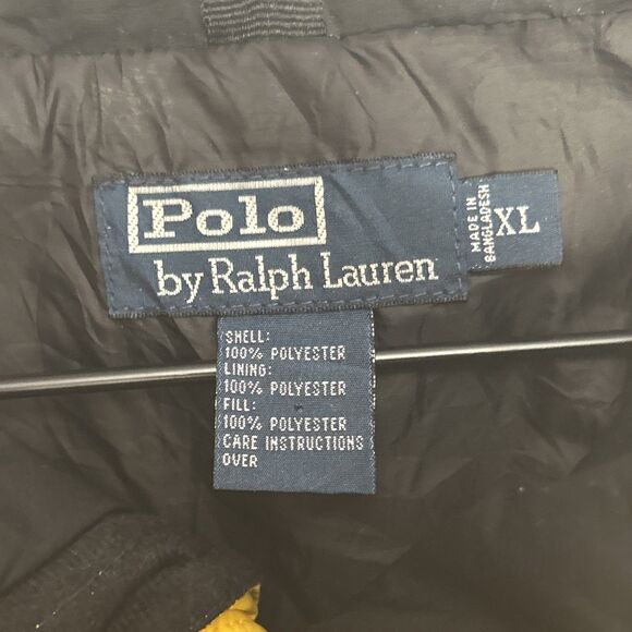 VTG Polo Ralph Lauren Insulated Zip Parka Mens XL Jacket Yellow Black Sailor - Picture 3 of 7